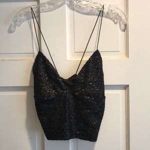 Black crop top with sequins